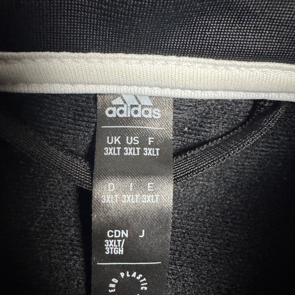 Adidas Mens 3 Stripes Full Zip Track Jacket Black White Size 3XLT Tall - Picture 4 of 5